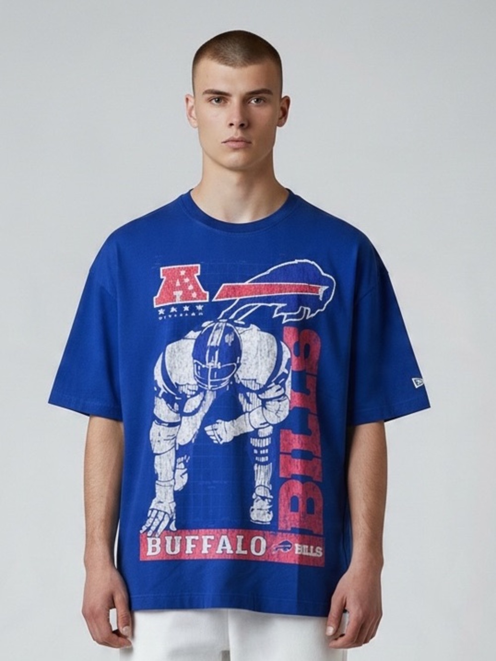 NFL Royal Blue Buffalo Bills Graphic Jersey Tee with Red and White Accents